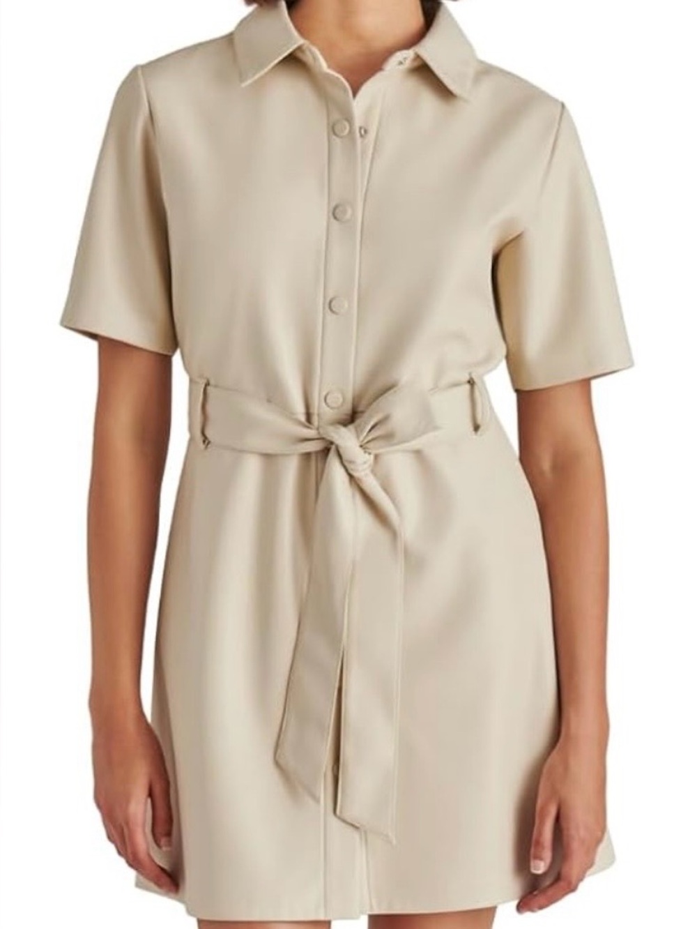 Steve Madden Jolene Faux-Suede Shirtdress Bone color
